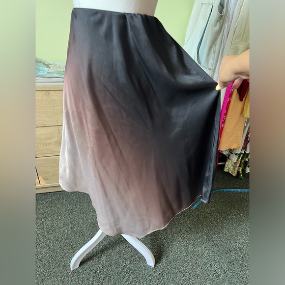 PRIMARK Brown & Black Ombre Handkerchief Asymmetrical Modest Slip Satin Skirt XS - Picture 8 of 16